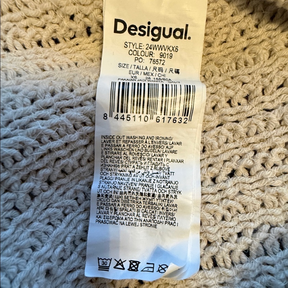 Desigual Crochet Knit Crop Tank Top XS Cream Boho Button Detail - Picture 5 of 5